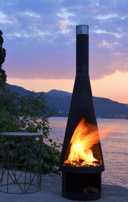 56.1" H Iron Wood Burning Outdoor Chiminea