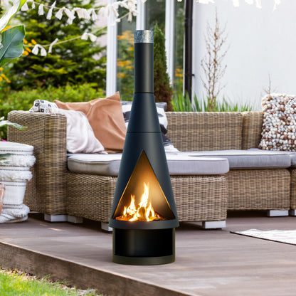 56.1" H Iron Wood Burning Outdoor Chiminea