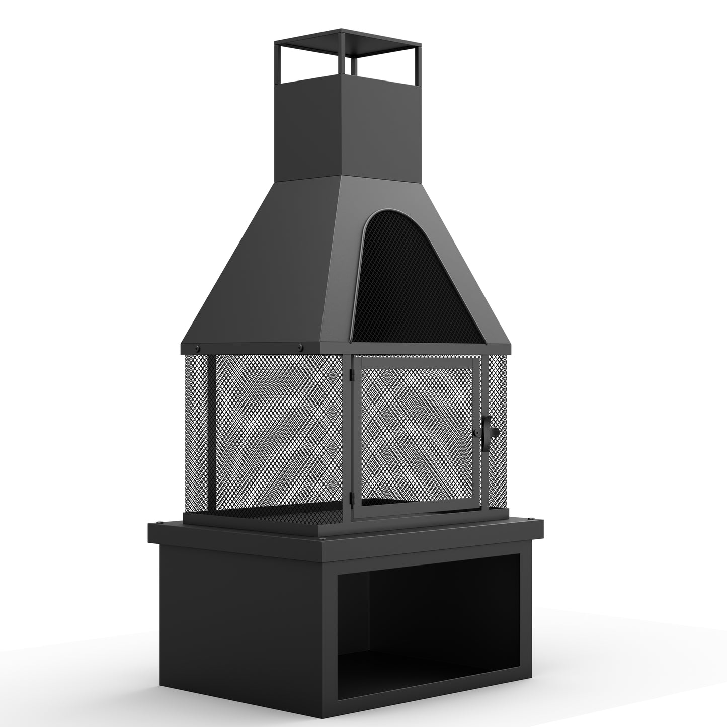 42.52" H Iron Wood Burning Outdoor Fireplace Chiminea