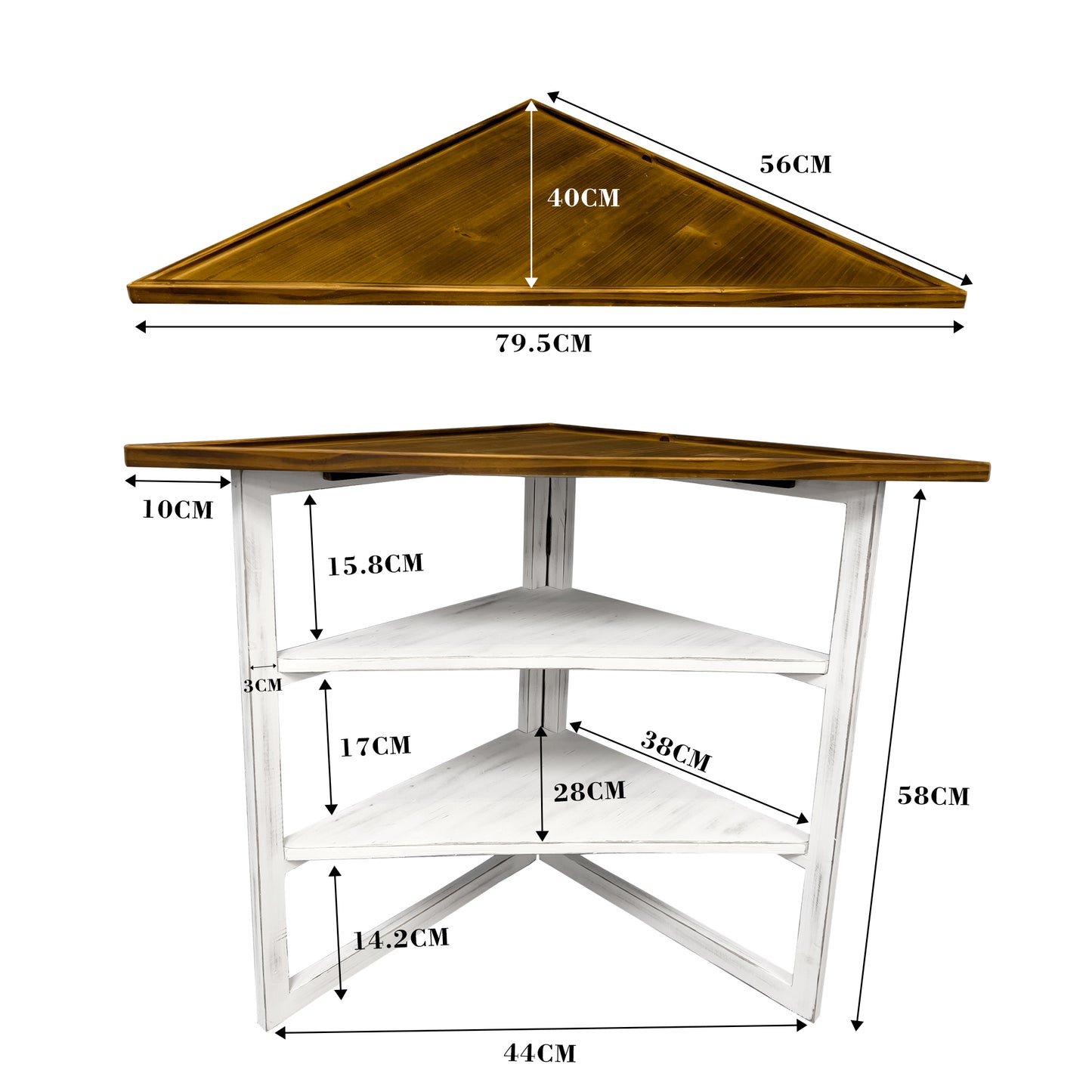 24'' Tall Solid Wood Triangle Coffee Table